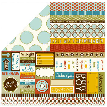 Bella Blvd - Man of the House Collection - 12 x 12 Double Sided Paper - Bits a Bella, CLEARANCE