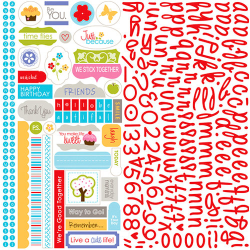 Bella Blvd - Hello Beautiful Collection - 12 x 12 Cardstock Stickers - Alphabet and Bits, CLEARANCE