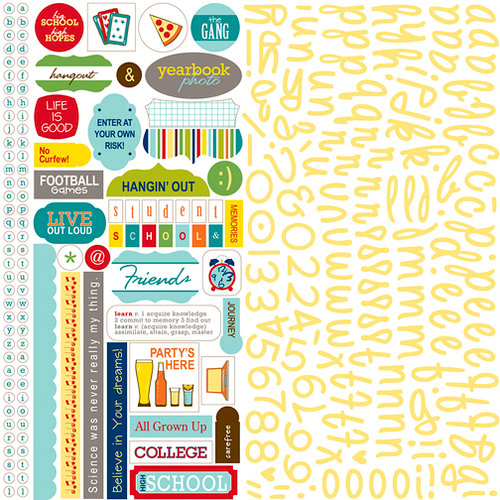 Bella Blvd - Midterm Collection - 12 x 12 Cardstock Stickers - Alphabet and Bits