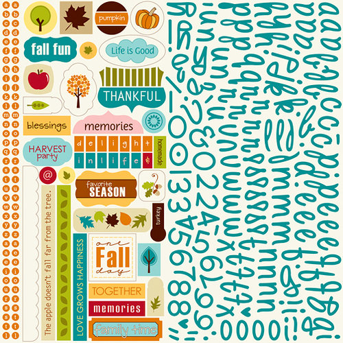 Bella Blvd - One Fall Day Collection - 12 x 12 Cardstock Stickers - Alphabet and Bits, CLEARANCE