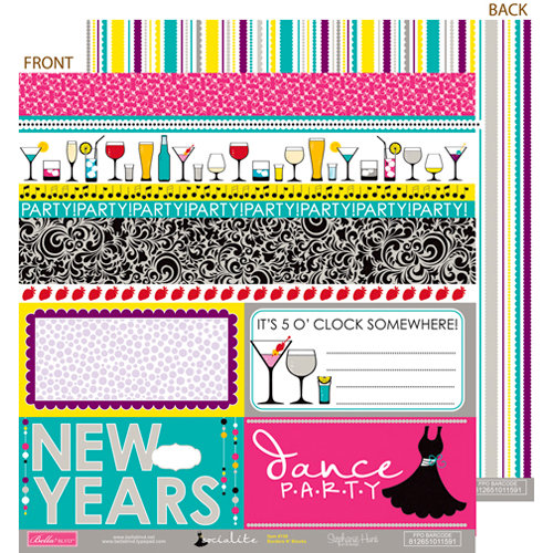 Bella Blvd - Socialite Collection - 12 x 12 Double Sided Paper - Borders N' Blocks
