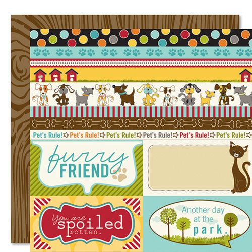 Bella Blvd - Tail Waggers and Cat Naps Collection - 12 x 12 Double Sided Paper - Borders N' Blocks