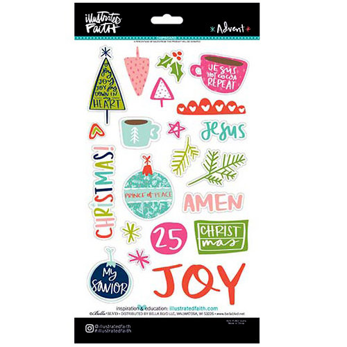 Bella Blvd - Illustrated Faith - Advent Collection - Christmas - Chipboard Stickers - Icons