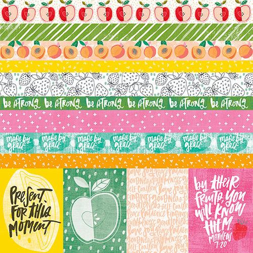 Bella Blvd - Illustrated Faith - Fruit of the Spirit Collection - 12 x 12 Double Sided Paper - Borders and 3 x 4