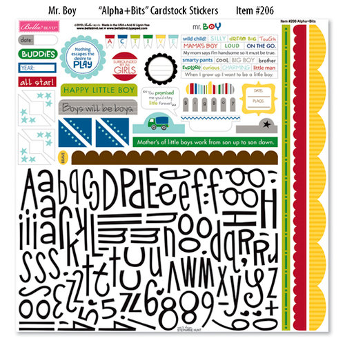 Bella Blvd - Mr. Boy Collection - 12 x 12 Cardstock Stickers - Alphabet and Bits