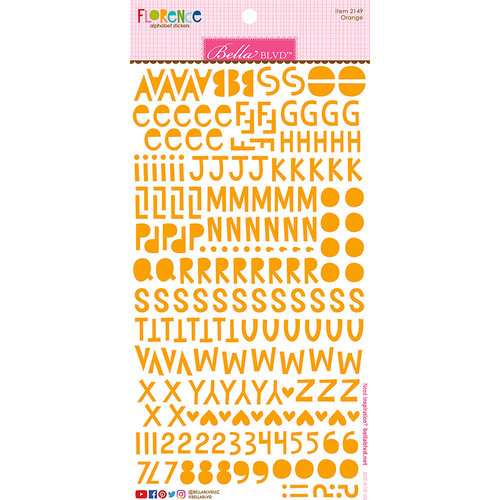 Bella Blvd - Legacy Collection - Cardstock Stickers - Florence Alphabet - Orange