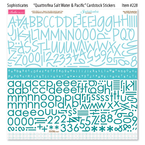 Bella Blvd - Sophisticates Collection - 12 x 12 Cardstock Stickers - Quattrofina Alphabets - Salt Water and Pacific