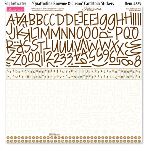 Bella Blvd - Sophisticates Collection - 12 x 12 Cardstock Stickers - Quattrofina Alphabets - Brownie and Cream