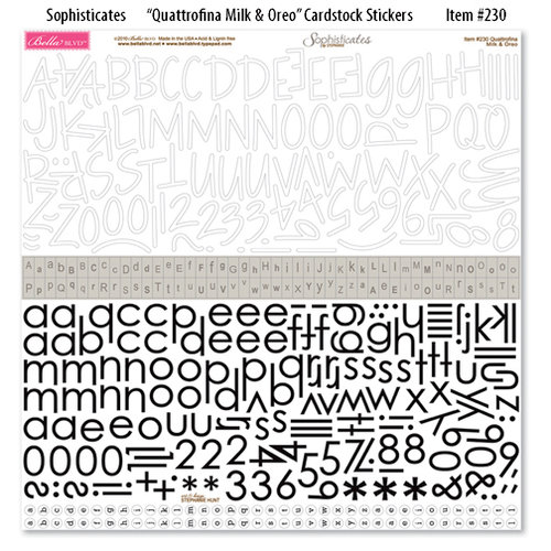 Bella Blvd - Sophisticates Collection - 12 x 12 Cardstock Stickers - Quattrofina Alphabets - Milk and Oreo