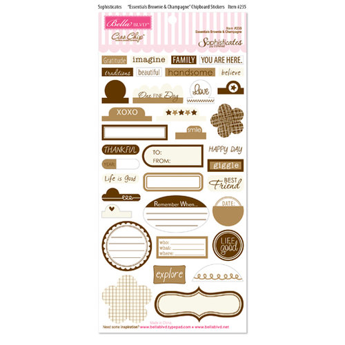 Bella Blvd - Sophisticates Collection - Ciao Chip - Self Adhesive Chipboard - Essentials - Brownie and Champagne