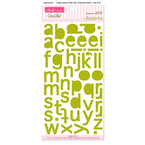Bella Blvd - Sophisticates Collection - Ciao Chip - Self Adhesive Chipboard - Simply Simona Alphabet - Pickle Juice