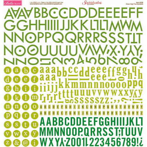 Bella Blvd - Sophisticates Collection - 12 x 12 Cardstock Stickers - Alphabet - Green