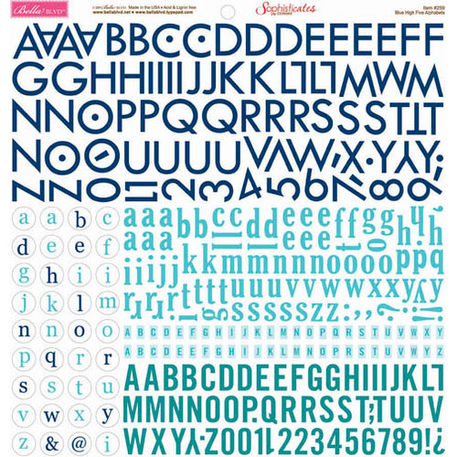 Bella Blvd - Sophisticates Collection - 12 x 12 Cardstock Stickers - Alphabet - Blue