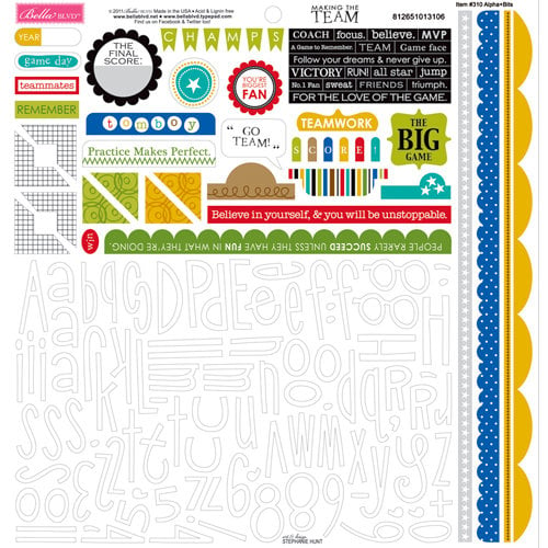 Bella Blvd - Making the Team Collection - 12 x 12 Cardstock Stickers - Alphabet and Bits