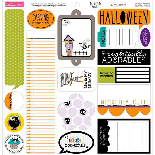 Bella Blvd - Too Cute to Spook Collection - Halloween - 12 x 12 Cardstock Stickers - Just Write