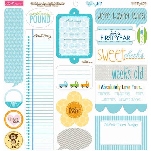 Bella Blvd - Baby Boy Collection - 12 x 12 Cardstock Stickers - Just Write