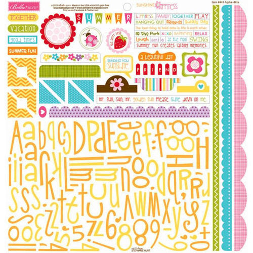 Bella Blvd - Sunshine and Happiness Collection - 12 x 12 Cardstock Stickers - Alphabet and Bits