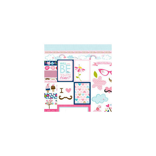 Bella Blvd - Kiss Me Collection - 12 x 12 Double Sided Paper - Borders and Cute Cuts