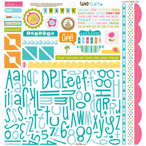 Bella Blvd - Sand and Surf Collection - 12 x 12 Cardstock Stickers - Alphabet and Bits