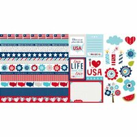 Bella Blvd - All American Collection - 12 x 12 Double Sided Paper - Borders and Cute Cuts