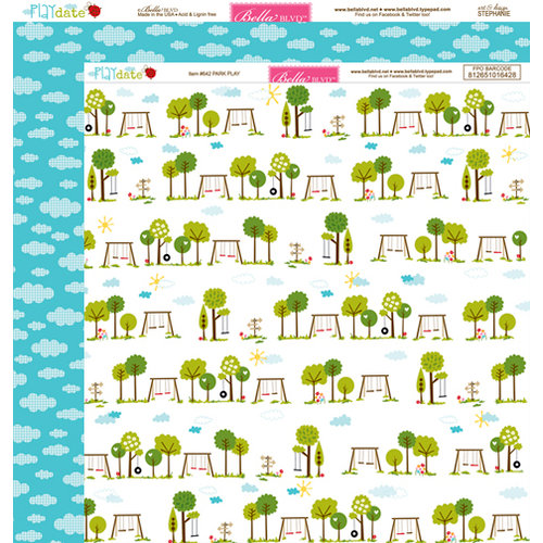 Bella Blvd - Play Date Collection - 12 x 12 Double Sided Paper - Park Play