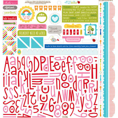 Bella Blvd - Play Date Collection - 12 x 12 Cardstock Stickers - Alphabet and Bits