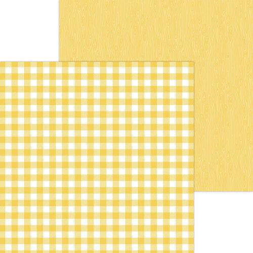Doodlebug Designs - Monochromatic Collection - 12 x 12 Double Sided Paper - Bumblebee Buffalo Check