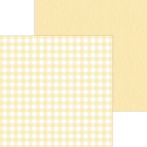 Doodlebug Designs - Monochromatic Collection - 12 x 12 Double Sided Paper - Lemon Buffalo Check