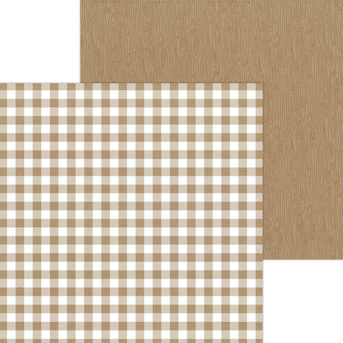 Doodlebug Designs - Monochromatic Collection - 12 x 12 Double Sided Paper - Kraft Buffalo Check