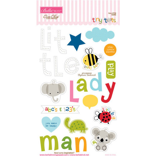 Bella Blvd - Tiny Tots Collection - Ciao Chip - Self Adhesive Chipboard - Icons