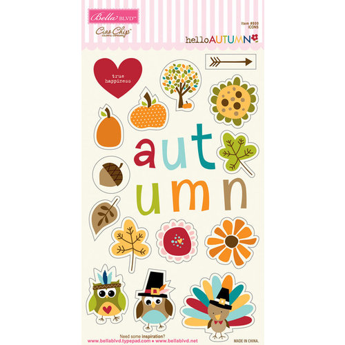 Bella Blvd - Hello Autumn Collection - Ciao Chip - Self Adhesive Chipboard - Icons