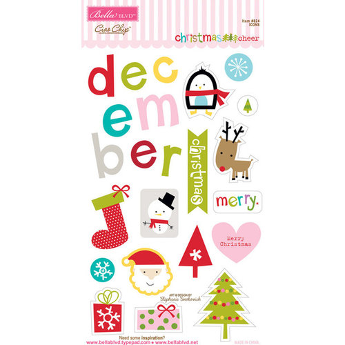 Bella Blvd - Christmas Cheer Collection - Ciao Chip - Self Adhesive Chipboard - Icons