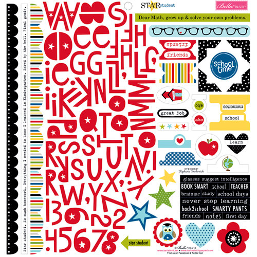 Bella Blvd - Star Student Collection - 12 x 12 Cardstock Stickers - Treasures and Text