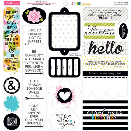 Bella Blvd - Color Chaos Collection - 12 x 12 Cardstock Stickers - Just Write