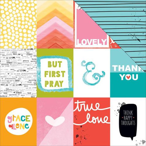 Bella Blvd - Illustrated Faith - Whatever is Lovely Collection - 12 x 12 Double Sided Paper - 3 x 4