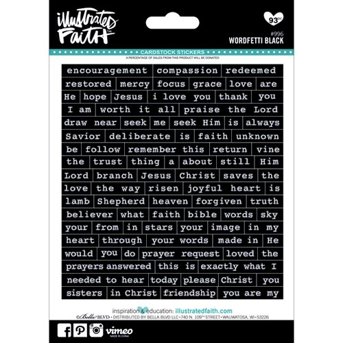 Bella Blvd - Illustrated Faith - 5 x 7 Stickers - Wordfetti - Black