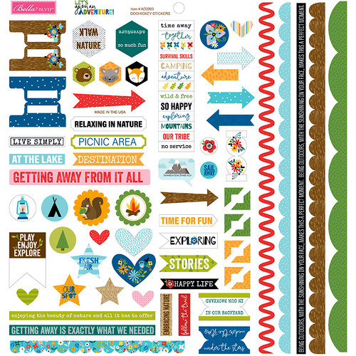 Bella Blvd - Let's Go On An Adventure Collection - Doohickey - Cardstock Stickers