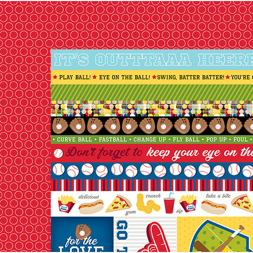 Bella Blvd - Baseball Collection - 12 x 12 Double Sided Paper - Borders and Details