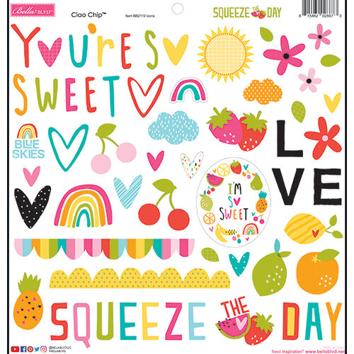 Bella Blvd - Squeeze The Day Collection - Chipboard Stickers - Icons