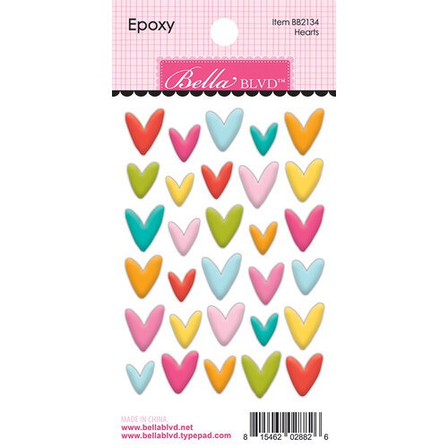 Bella Blvd - Squeeze The Day Collection - Epoxy Stickers - Hearts Icons
