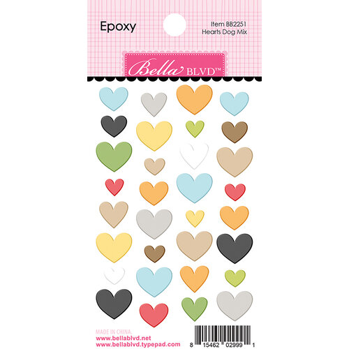 Bella Blvd - Cooper Collection - Epoxy Stickers - Hearts Dog Mix