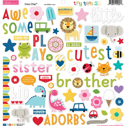 Bella Blvd - Tiny Tots 2.0 Collection - Chipboard Stickers - Icons