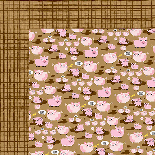 Bella Blvd - Barnyard Collection - 12 x 12 Double Sided Paper - Oink Oink