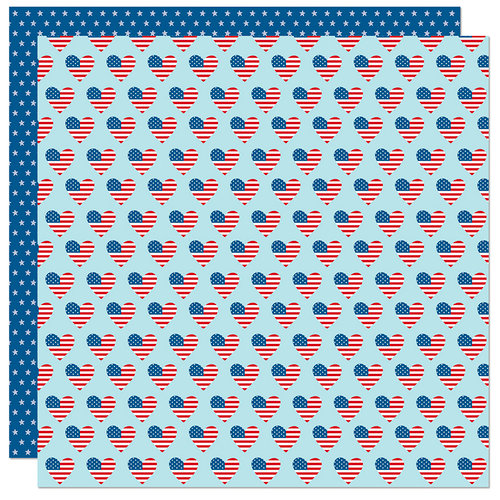 Bella Blvd - Fireworks and Freedom Collection - 12 x 12 Double Sided Paper - Love the USA