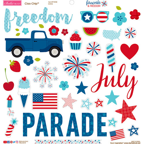 Bella Blvd - Fireworks and Freedom Collection - Chipboard Stickers - Icons