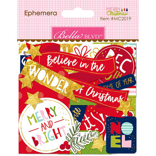 Bella Blvd - Merry Christmas Collection - Ephemera with Foil Accents - Icons