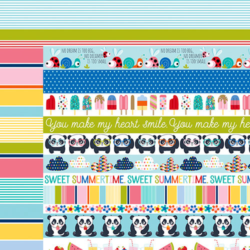 Bella Blvd - Popsicles and Pandas Collection - 12 x 12 Double Sided Paper - Borders