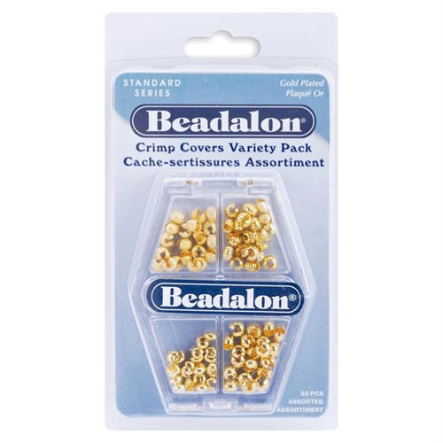 Beadalon - Jewelry - Crimp Covers Variety Pack - Gold Plated Assortment - 80 Pieces