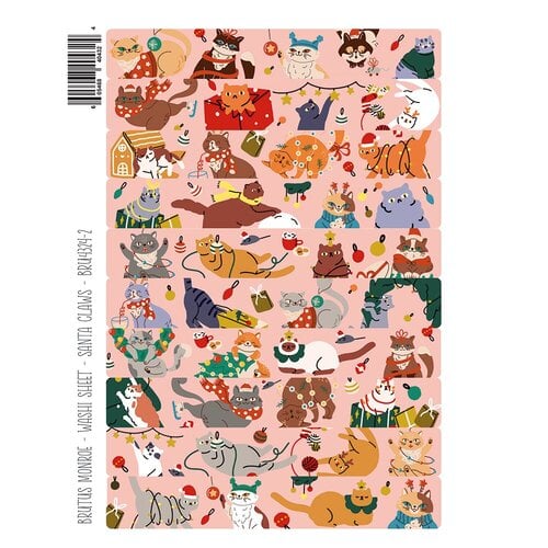Brutus Monroe - Kitty Christmas Collection - Washi Sheets - Santa Claws Brutus Monroe - Kitty Christmas Collection - Washi Sheets - Santa Claws