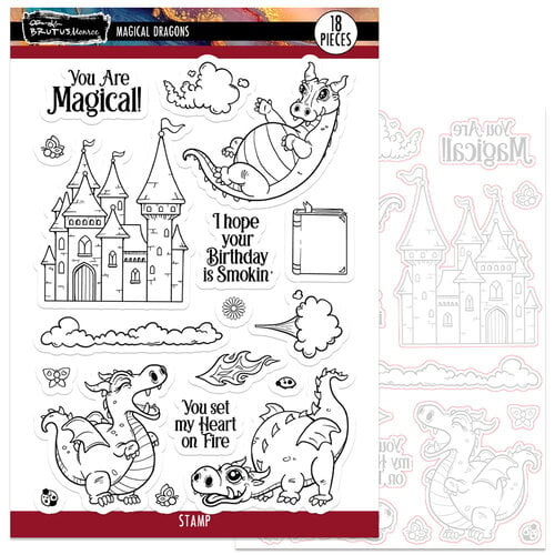 Brutus Monroe - Storybook Forest Collection - Die And Clear Photopolymer Stamp Set - Magical Dragons